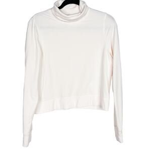 Athleta Small S Light Pink Nirvana Cropped Funnel Neck Sweatshirt Top Tencel